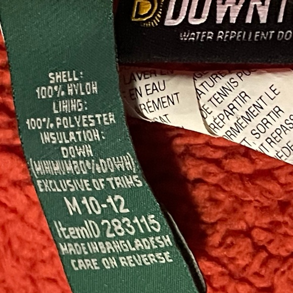 LL Bean downtek vest size 10 to 12 blue and orange - Picture 7 of 7